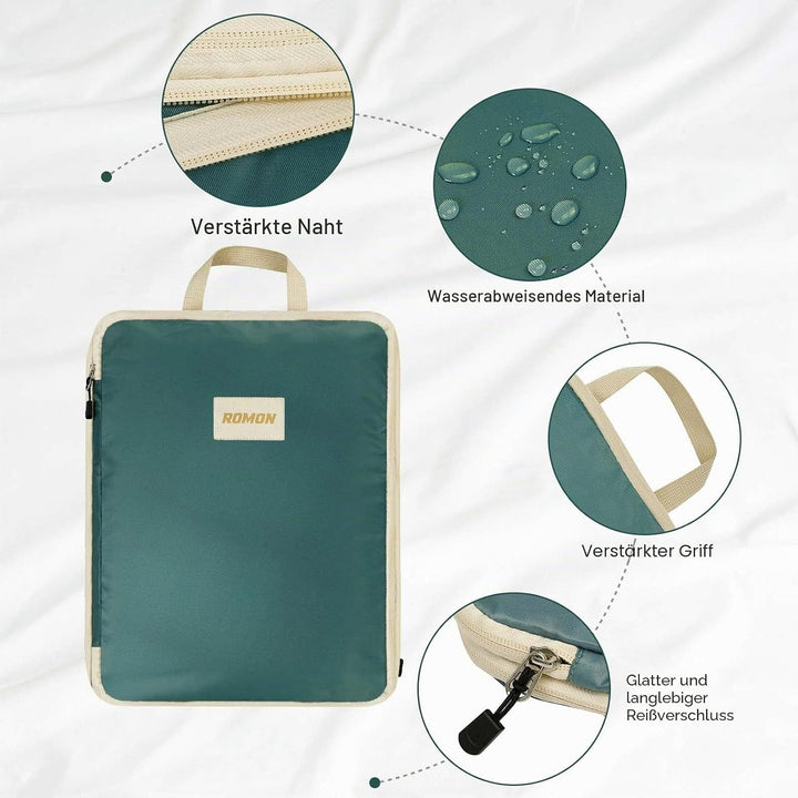 Romon Koffer Organizer Kompression, 5-Teilig Compression Packing Cubes Set, Reise Packwürfel Kompres