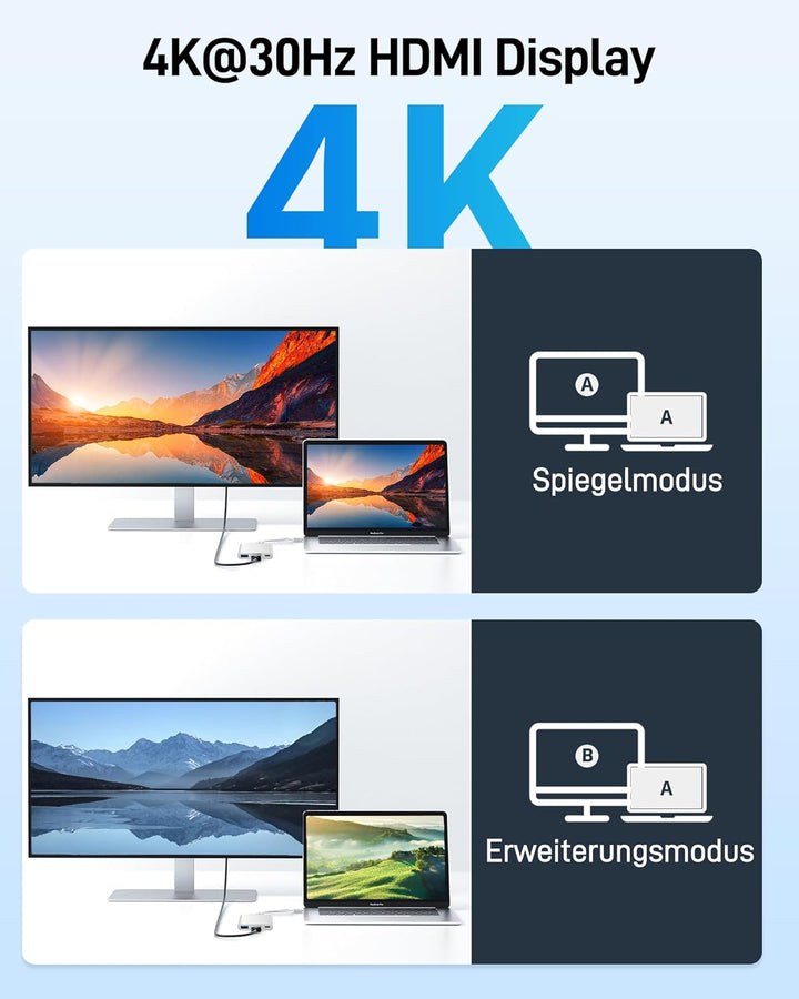 Acer USB-C HDMI Multiport Adapter - 4K, 100W PD, USB 3.0 5Gbps Datenport - Kompatibel Mit MacBook Pr