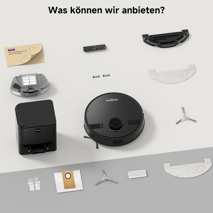 MONSGA Saugroboter mit Wischfunktion, 3.5L Staubsauger Roboter mit Absaugstation, 5000Pa Saugkraft,