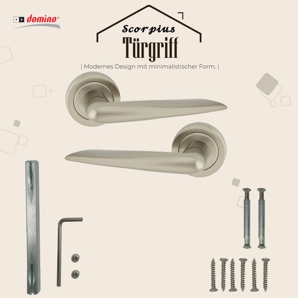 domino Türgriff Drückergarnitur | Türklinke für Zimmertür, Bürotür, Kellertür & Innentür | Türbeschl