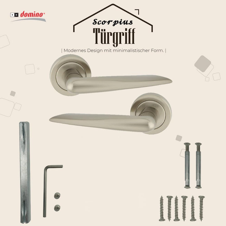 domino Türgriff Drückergarnitur | Türklinke für Zimmertür, Bürotür, Kellertür & Innentür | Türbeschl