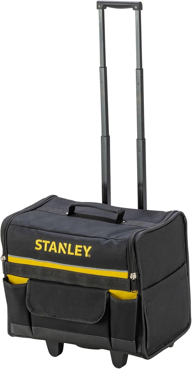 STANLEY Werkzeugkoffer (mit Rollen, 44,5 x 25,5 x 42 cm, wasserfester Kunststoffboden, Trolley aus s