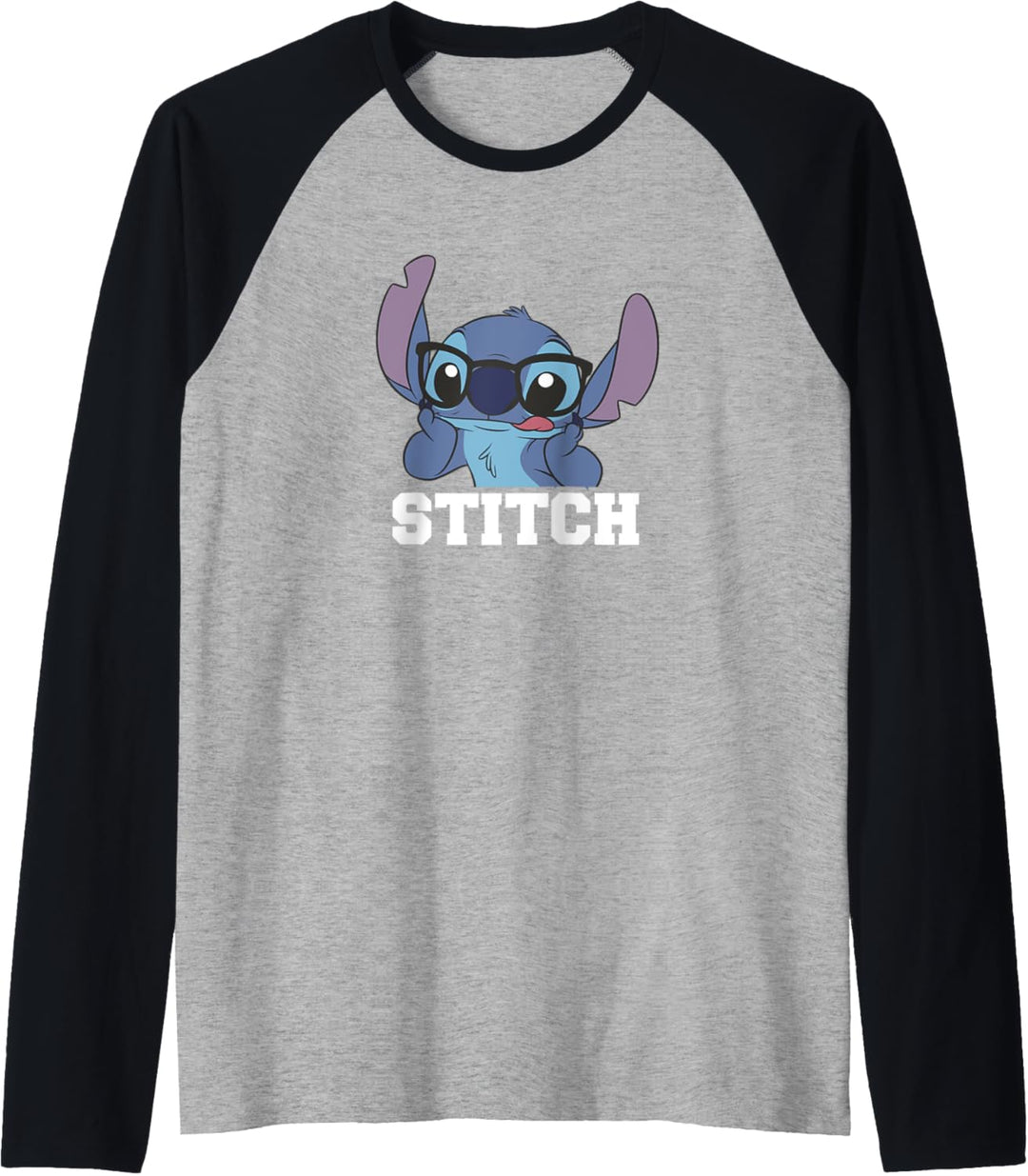 Disney Lilo & Stitch With Glasses Funny Face Raglan