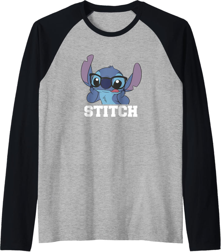 Disney Lilo & Stitch With Glasses Funny Face Raglan