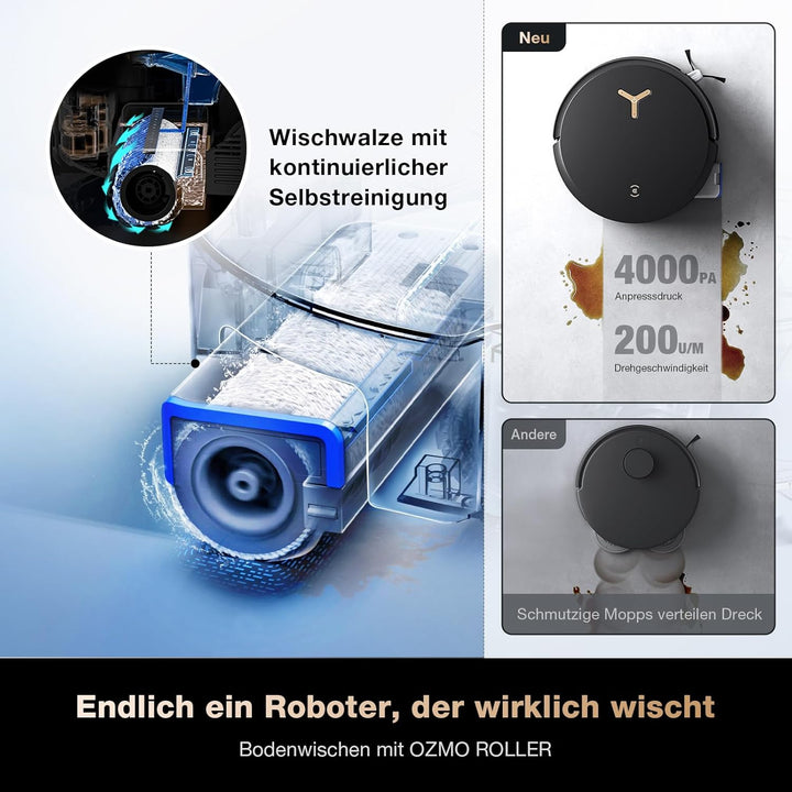 ECOVACS DEEBOT X8 PRO Omni Saugroboter mit Wischfunktion, OZMO Roller mit kontinuierliches Wischen &