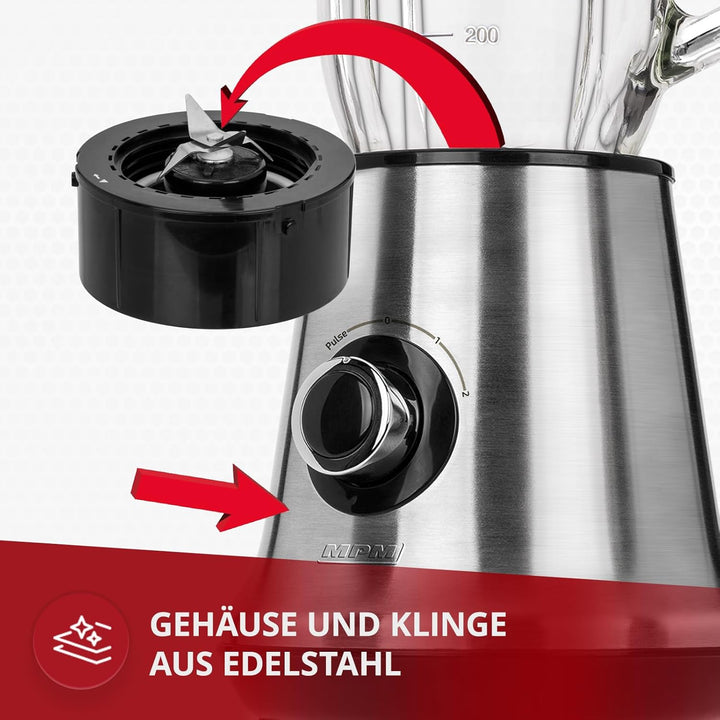 MPM MBL-15M blender 1 L Tabletop blender 450 W Stainless steel