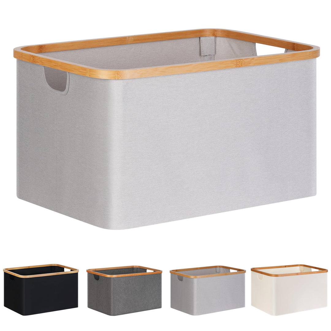 efluky Faltbarer Wäschekorb 60L , Bambus Stoff Faltbarer Storage Basket, Aufbewahrung Klappbar Wäsch