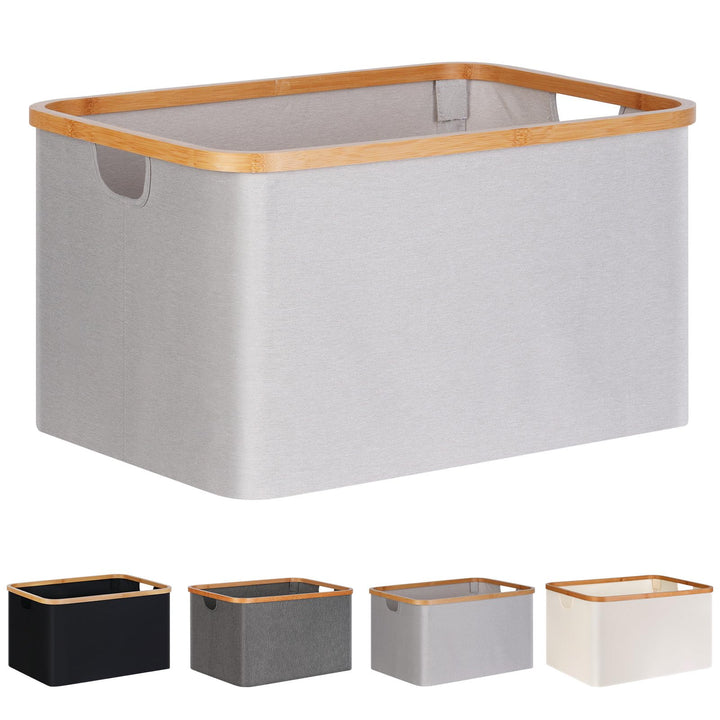 efluky Faltbarer Wäschekorb 60L , Bambus Stoff Faltbarer Storage Basket, Aufbewahrung Klappbar Wäsch