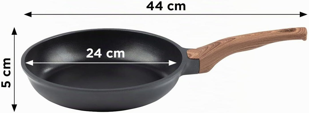 ROSMARINO Profi Bratpfanne 24 cm - Pfanne mit hervorragende Wärmeverteilung und Wärmeleistung, Induk