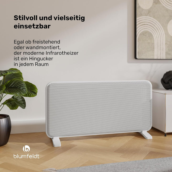 blumfeldt Infrarotheizung 2000 W – Wandmontage & Standgerät, Graphen-Heizelement, App & Touch-Steuer