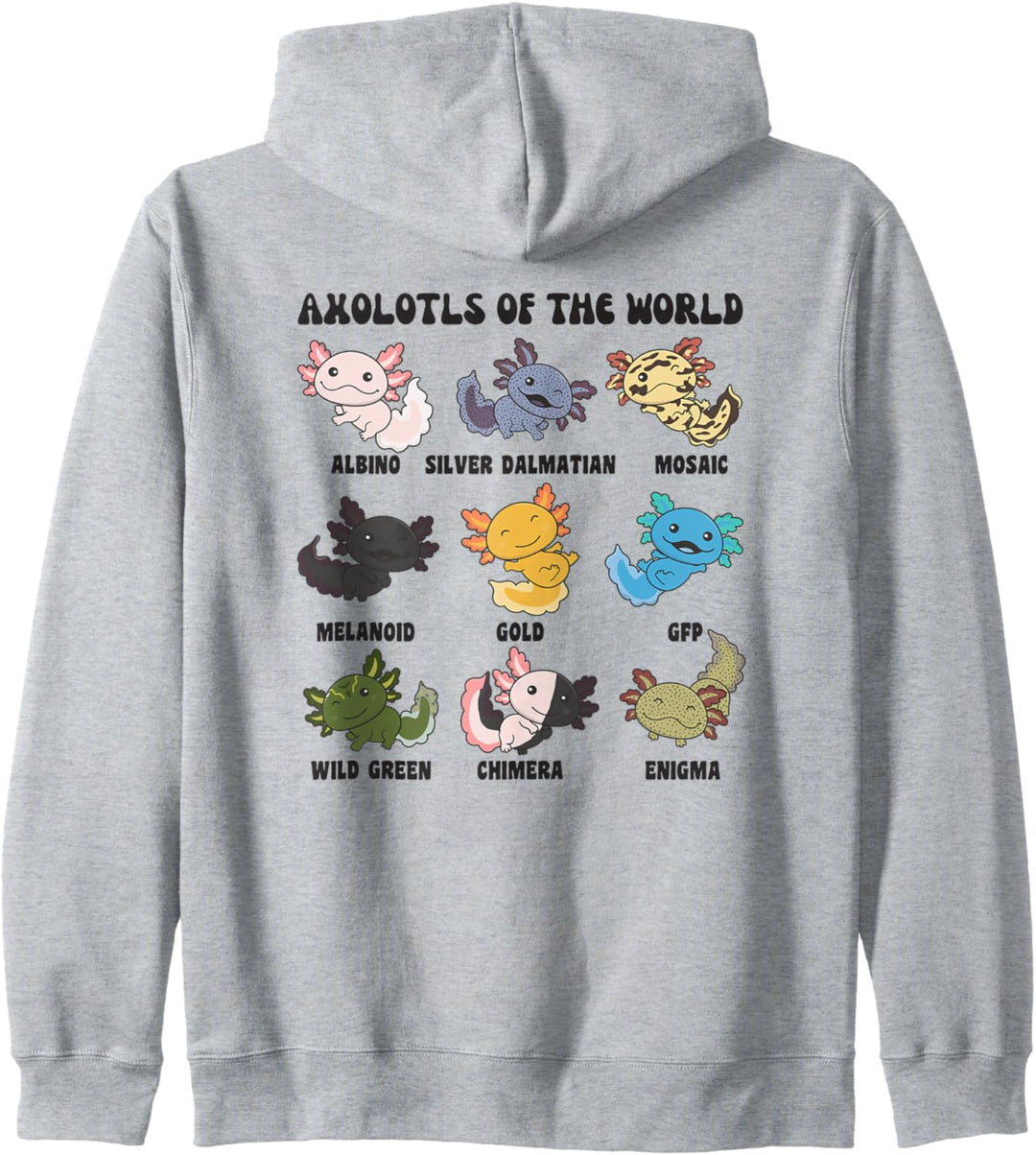 Axolotls of the world süsse Tiere Kawaii Axolotl Kapuzenjacke