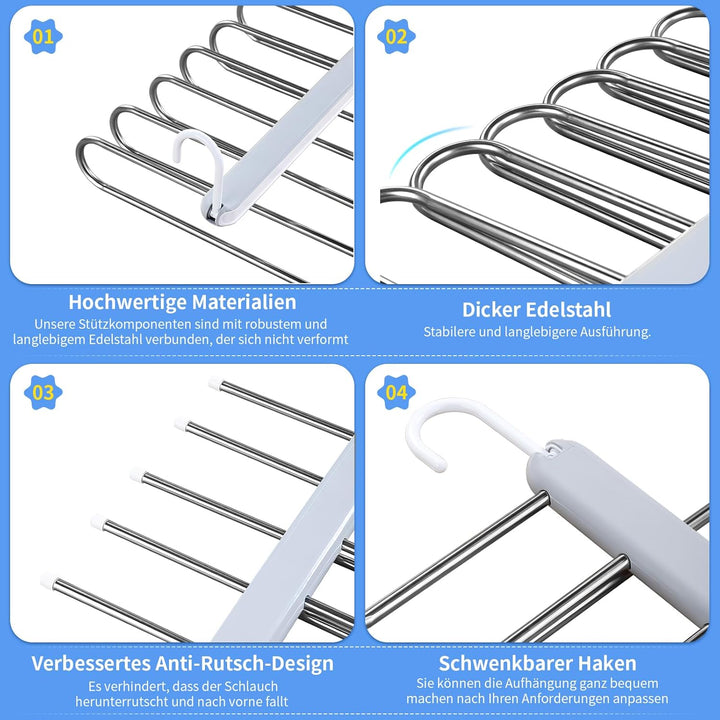 MOPUP Hosenständer, platzsparend, 1er-Pack 6-in-1-Hosenständer aus Edelstahl, multifunktionaler, Rut