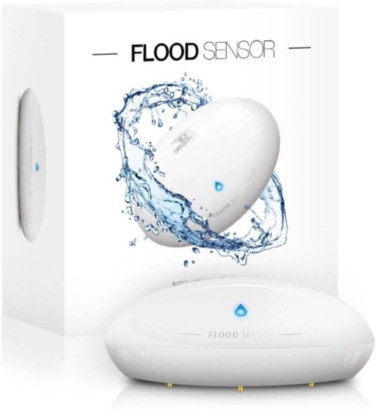 FIBARO Flood Sensor / Z-Wave Plus Wassermelder, Hochwasser, Leck und Temperatursensor, FGFS-101