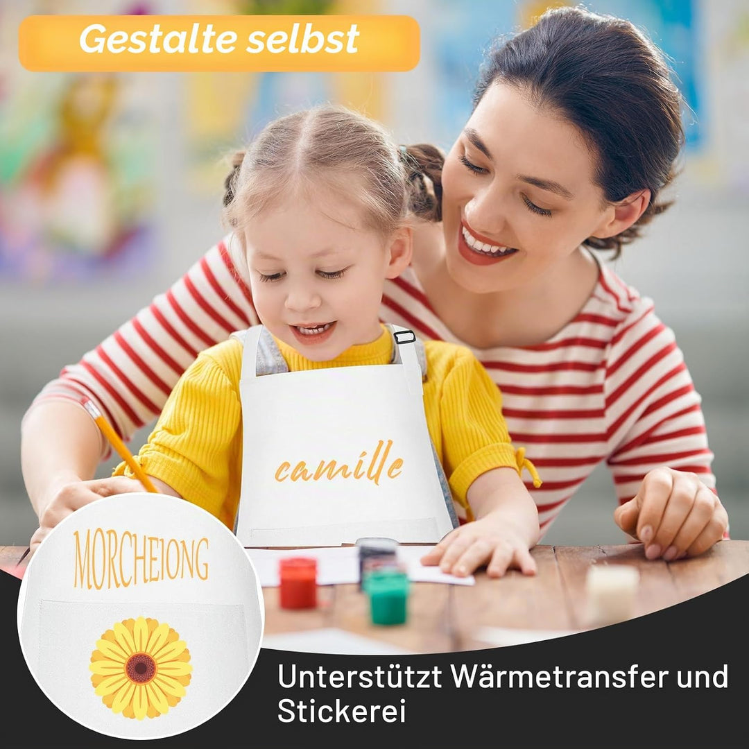 Morcheiong 8/12/24 Stück, verstellbare Kinderschürze, Grosspackung mit 2 Taschen, Kleinkinderschürze