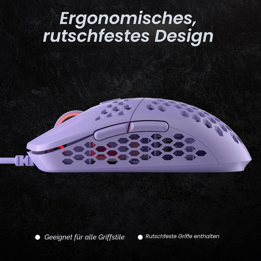 HK Gaming Mira M Ultraleichte, Mit Wabenmuster Versehene, Beidhändige, Kabelgebundene RGB Gaming-Mau