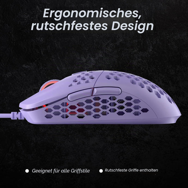 HK Gaming Mira M Ultraleichte, Mit Wabenmuster Versehene, Beidhändige, Kabelgebundene RGB Gaming-Mau