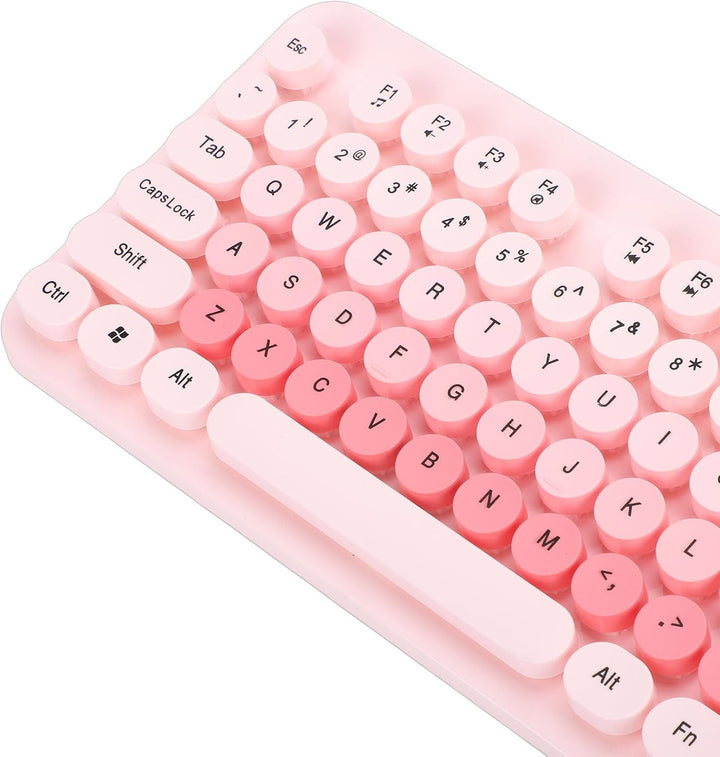 Kabellose Tastatur- und Maus-Kombination, 2,4 GHz Retro-Schreibmaschinenstil mit Runden Tastenkappen