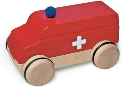 JamsoDesign PuzzleMobil Krankenwagen klein I Holzspielzeug ab 1 Jahr I Holzauto aus Buche in 5 Teile