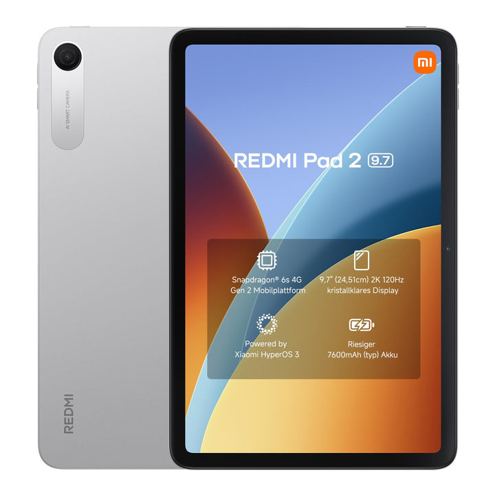 XIAOMI Redmi Pad 2 Tablet 9,7 Zoll, 4GB + 128GB, Snapdragon 6s Gen 2, 2K 120Hz Display, 7600mAh Akku