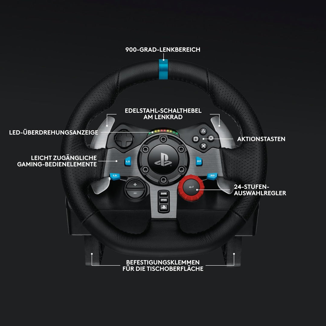 Logitech G G29 SE Driving Force Rennlenkrad und Pedale, Force Feedback, echtes Leder + Logitech G Dr