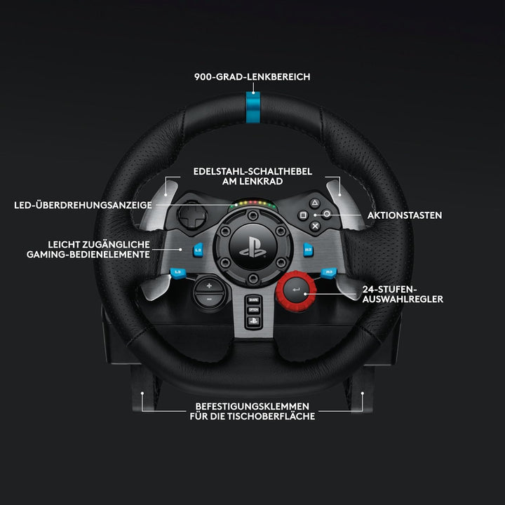 Logitech G G29 SE Driving Force Rennlenkrad und Pedale, Force Feedback, echtes Leder + Logitech G Dr