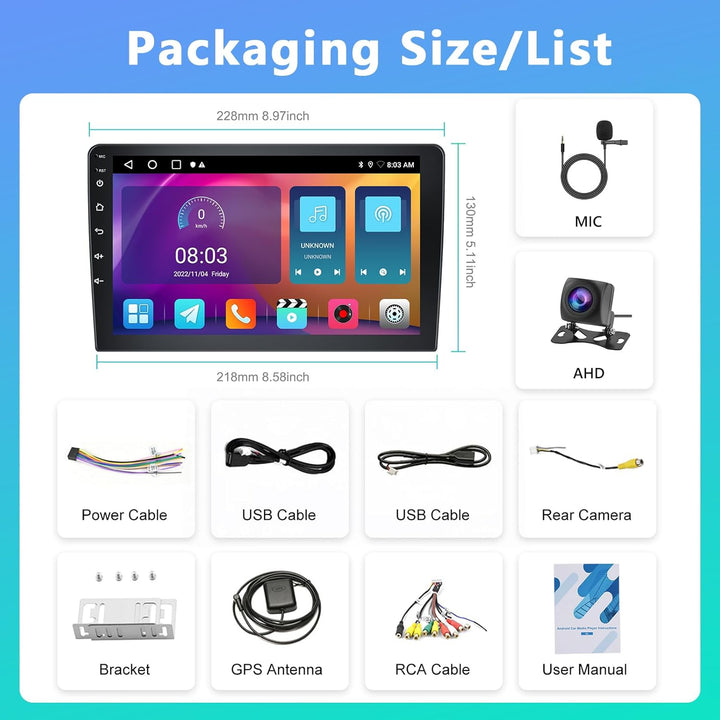 2GB + 64GB Carplay Autoradio mit Kabellosem Android Auto, 2 Din 10.1 Zoll Android Touchscreen Car St