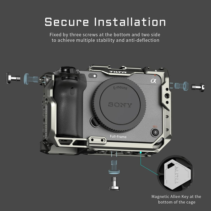 Tilta FX30 FX3 Cage, Voller Kamerakäfig kompatibel mit Sony FX30 FX3, mit HDMI-Kabelklemme, NATO-Sch
