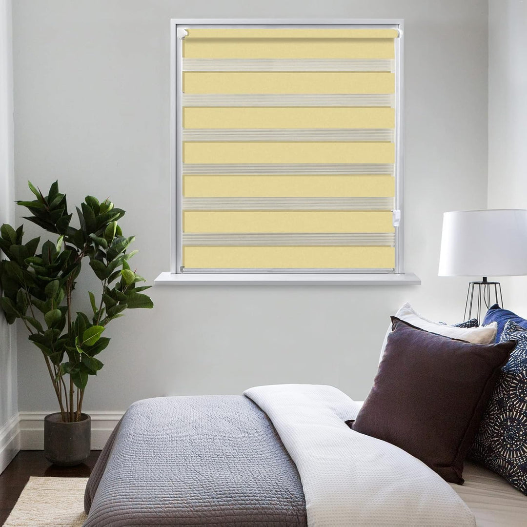 Doppelrollo Klemmfix ohne Bohren, Duo Rollo,Transparentes und undurchsichtiges Sichtschutz Rollo mit