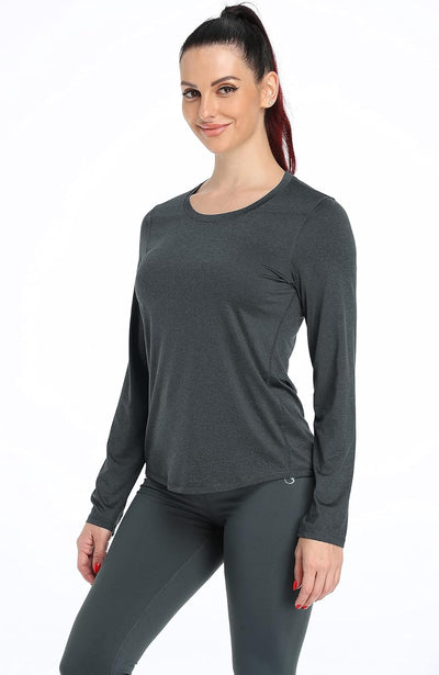 icyzone Damen Sport Shirt Langarm 3er Pack Atmungsaktive Laufshirt Funktionsshirt für Gym Fitness XX