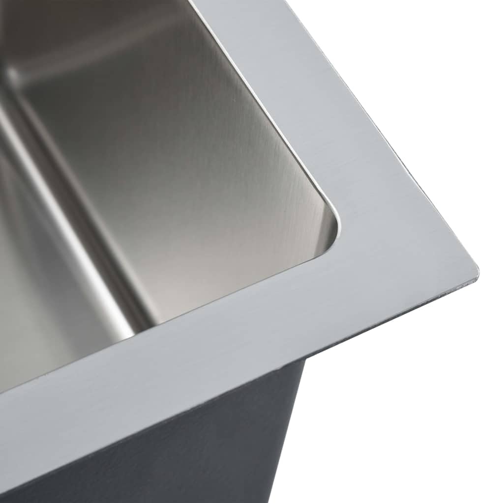 vidaXL Handgemachte Einbauspüle Wasserabfluss in X-Form Edelstahlspüle Spülbecken Spüle Küchenspüle