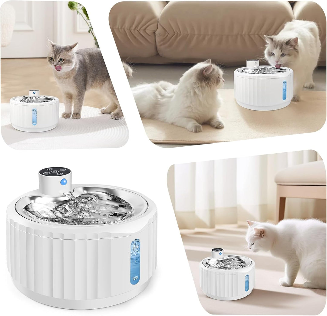 Katzenbrunnen Kabellos, 2.8L Trinkbrunnen für Katze mit Bewegungsmelder und Ersatzfiltern, 4000mAh K