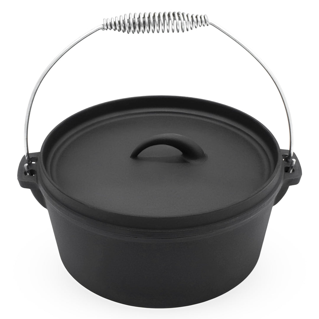 Spetebo Dutch Oven 25 cm - Gusseisen Feuerkessel mit Tragegriff - Feuer Koch Topf Bräter, Dutch Oven