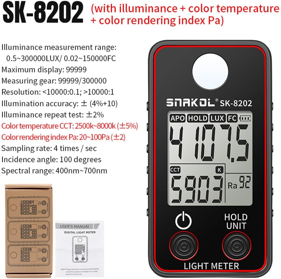 Farbtemperaturtester Hochpräzises Beleuchtungsstärkemessgerät 0,5-300000 LUX LED-Beleuchtungstestmes