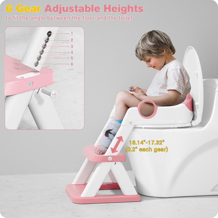 Toilettenleiter für Kinder, Upgraded Kindertoilette für Jungen und Mädchen, 2 in 1 Kind Toilettensit