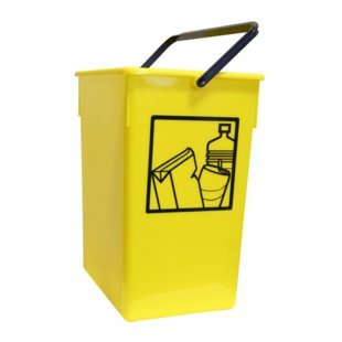 Gelber Recycling-Mülleimer mit Griff, 15 l, 20 x 28 x 34 cm