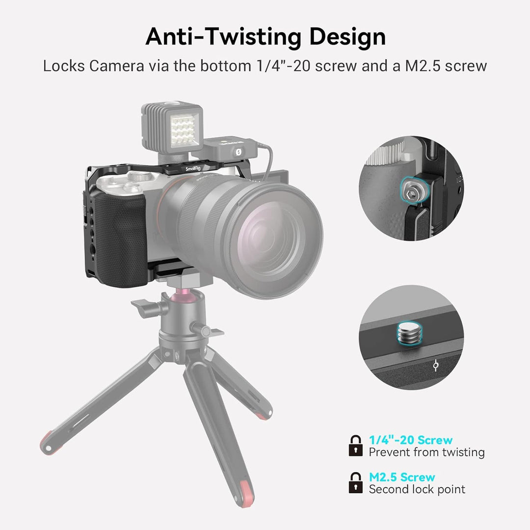 SMALLRIG Full Cage für Sony A7C, Käfig mit Silikon Griff und Cold Shoe Mount - 3212B