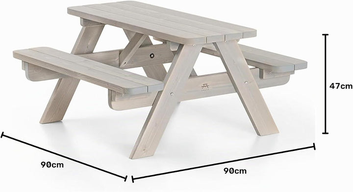 Amata Classic Design Kinder Picknicktisch Mini UNGURS Collection - Wetterfester Picknicktisch aus Ho