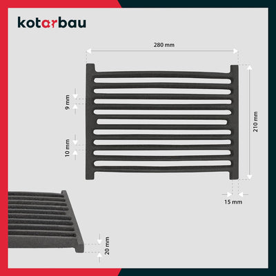 KOTARBAU Kaminrost 28 x 21 cm Kaminofen Tafelrost Ascherost Rost Ofengitter Kamin Ersatzteile Zubehö