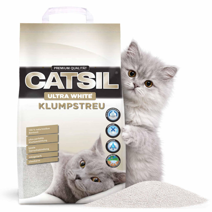 2x15 l Catsil white Cat mit Babypuderduft klumpstreu Katzenstreu