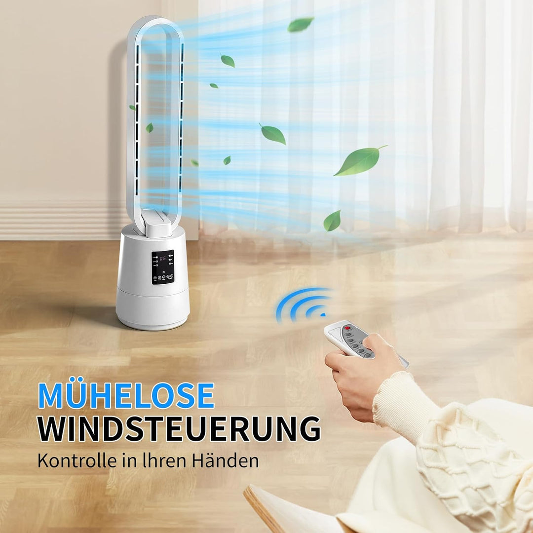 LEADZM Turmventilator sehr Leise,Ventilator mit Fernbedienung,blattlos rotorlos,12 Geschwindigkeiten