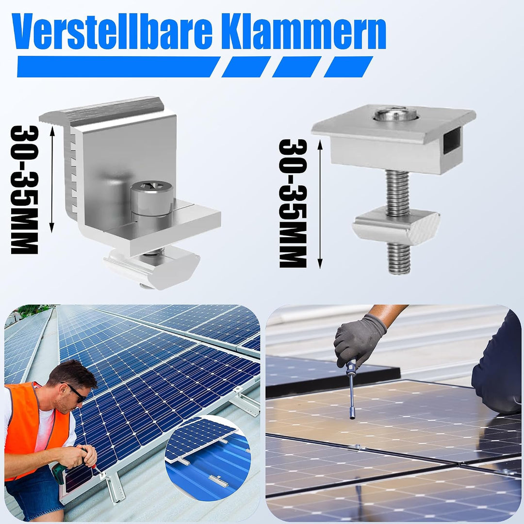 Warmfay Photovoltaik Halterung Befestigungssystem, Dachhalterungen Solarmodule Aluprofil 300MM Monta