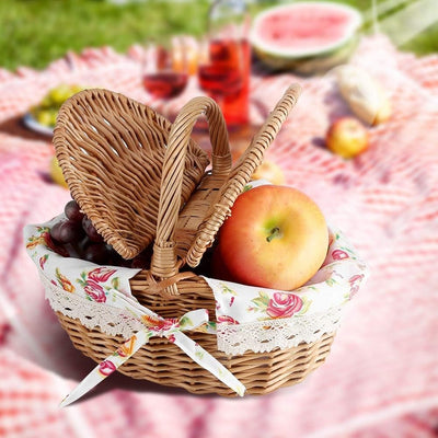 MAGT Picknickkorb, Doppelt Gefütterter Picknickkorb Picknick Aufbewahrungskorb Mit Blumenmuster für