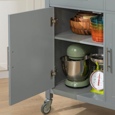 SoBuy FKW108-HG Design Küchenwagen mit Edelstahlplatte Kücheninsel mit Seitenregal Küchenschrank Rol