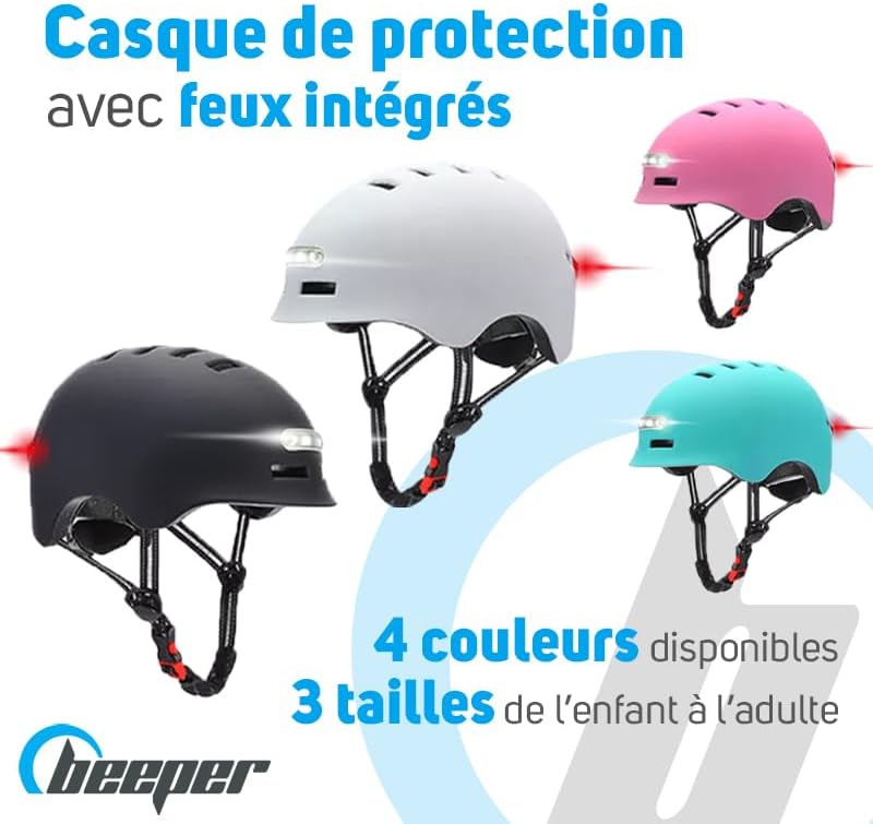 BEEPER Unisex Jugend ME135S-B Helm mit integrierter Beleuchtung, blau, S
