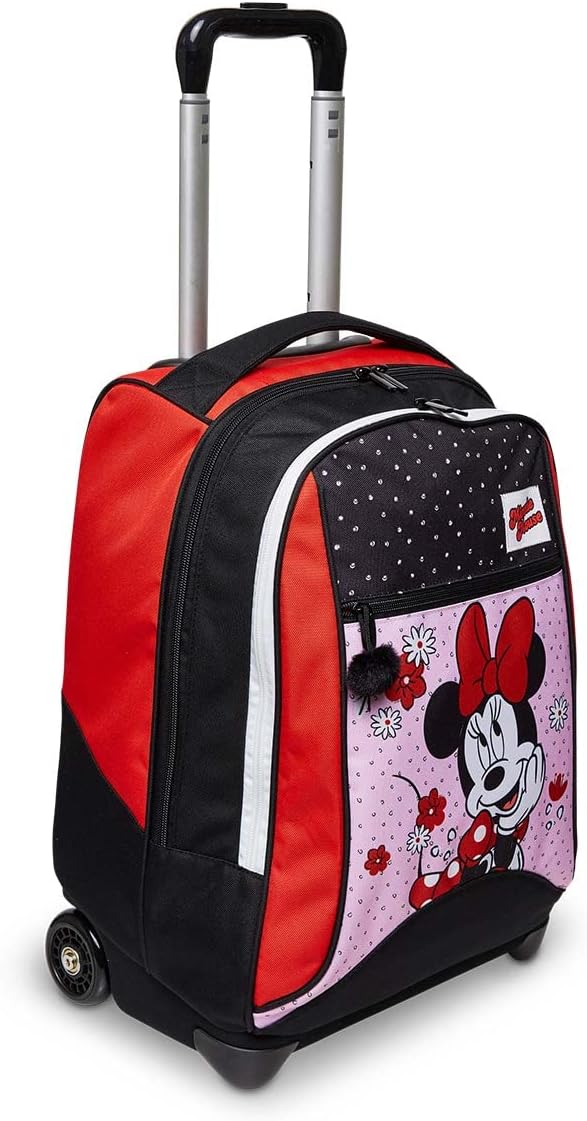 Seven Trolley, Minnie Mouse, 2 in 1, Schulranzen mit Rollen, Rucksack mit Trolleyfunktion für Kinder