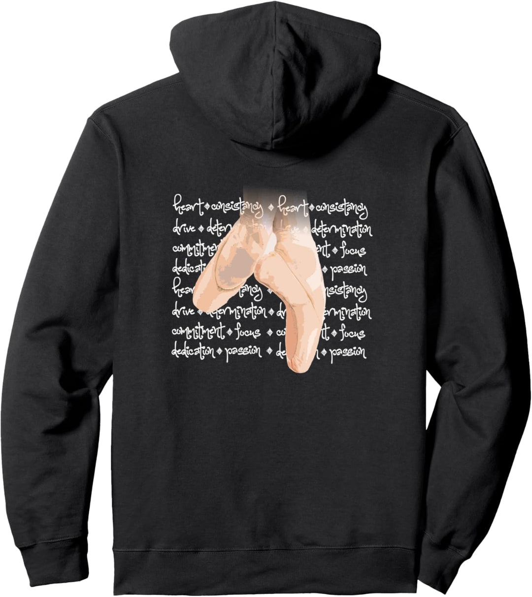 Spitzenschuh-Ballett-Terminologie ZURÜCK DRUCKEN Tänzerin Pullover Hoodie