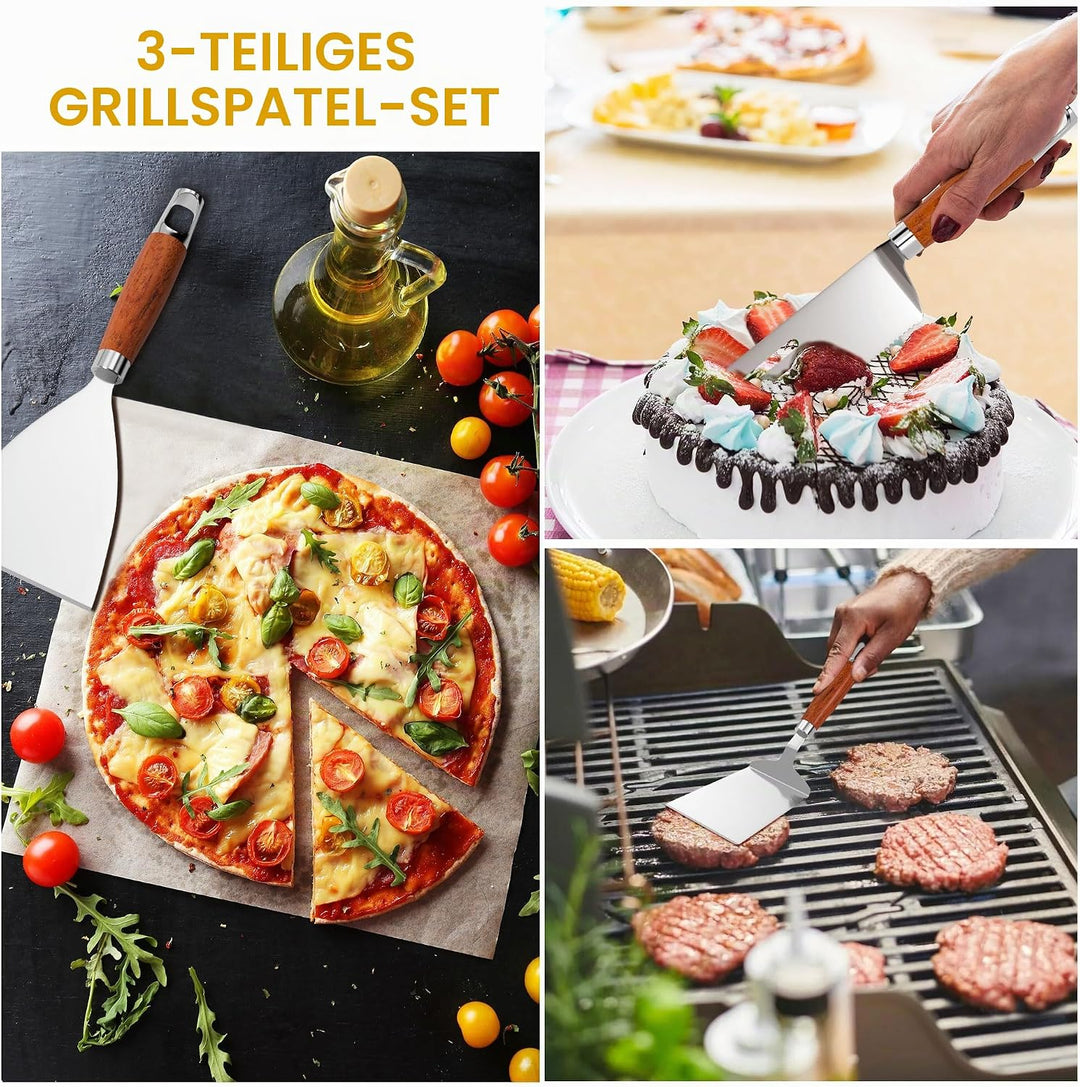 Gimars Grillspachtel Set 3 Stück Plancha Spachtel Plancha Zubehör mit Gross Grillwender Pizza Spacht