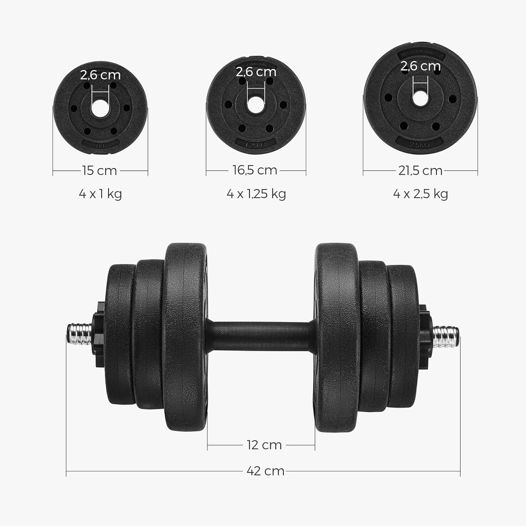 SONGMICS Hanteln, Kurzhanteln, 2er Set, 20 kg, 30 kg oder 40 kg, Kunststoff, Hantelstangen, Gewichte