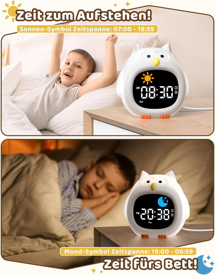 Yissvic wecker Kinder für Schulanfänger Jungen Kinderwecker mit RGB Nachtlicht Lernwecker 2 Alarme W