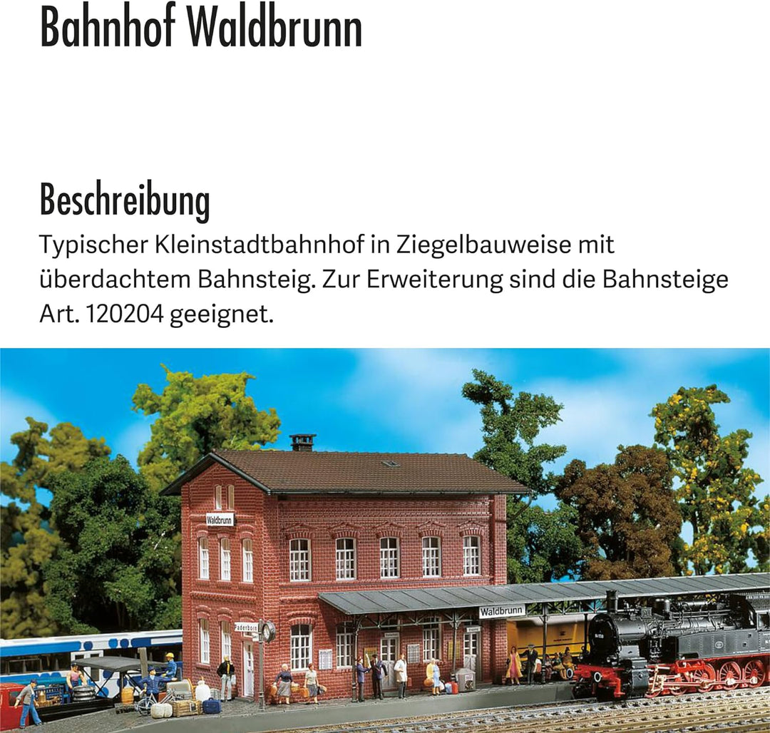 FALLER Bahnhof Waldbrunn Modellbausatz mit 82 Einzelteilen 240 x 125 x 135 mm I Modelleisenbahn Zube